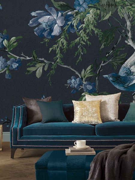 Graham & Brown Midnight Venetian Floral Fixed Size Mural 2.5m x 4m (W10788) | £300