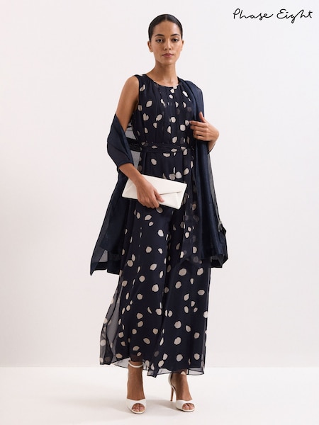 Phase Eight Blue Satin Trim Scarf (W10943) | £39