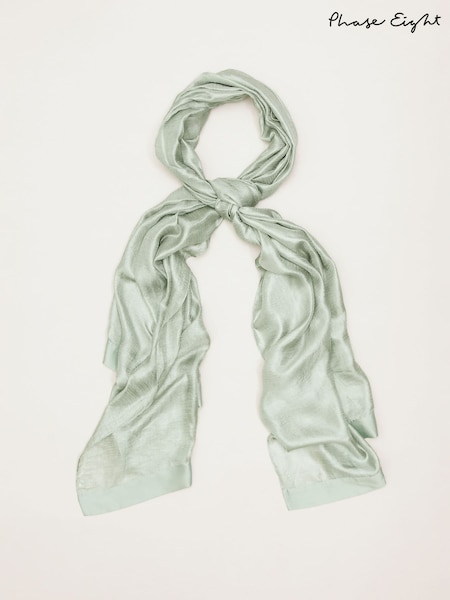 Phase Eight Green Satin Trim Scarf (W10960) | £39