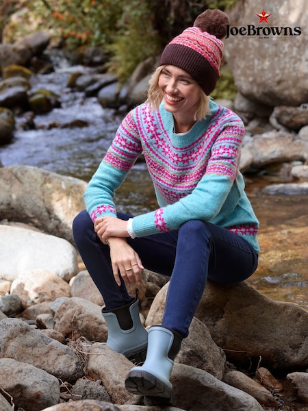 Blue Classic Crew Neck Fairisle Jumper (W11024) | £50
