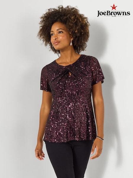 Joe Browns Purple Round Neck Sparkle Sequined Blouse (W11033) | £50