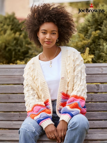 Cream V-Neck Floral Cardigan (W11045) | £60