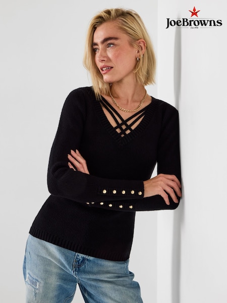 Joe Browns Black Cross Front Jumper (W11050) | £60
