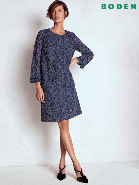Boden Blue Lace Occasion Mini Dress (W11124) | £169