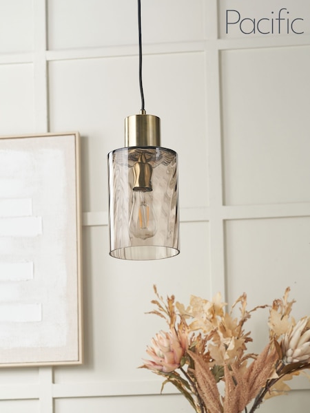 Pacific Brown Loxley Ripple Effect Glass Pendant Ceiling Light (W11155) | £60