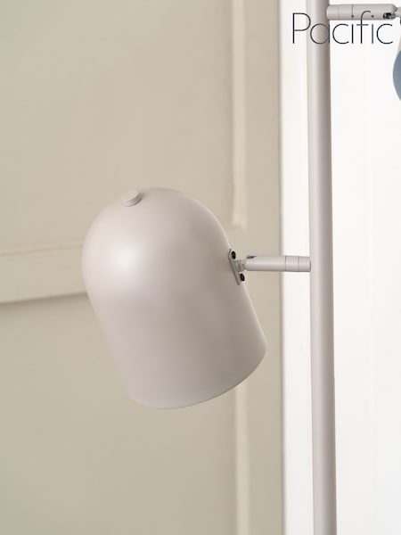 Pacific Grey Finn Metal Cloche Two Head Floor Lamp (W11259) | £100