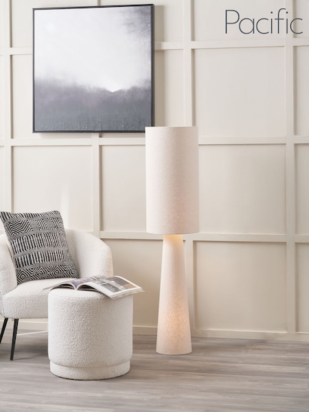 Pacific White Mirissa Slubby Handloom Fabric Floor Lamp (W11263) | £180