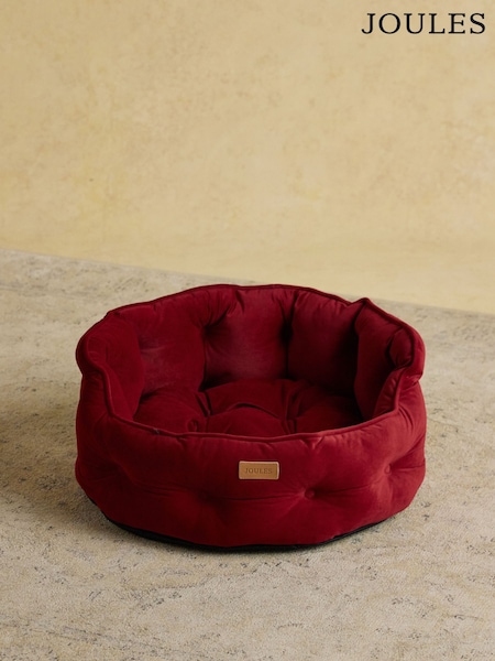 Joules Burgundy Red Chesterfield Pet Bed (W11286) | £45 - £65
