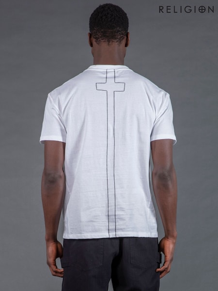 Religion White Praying Skeleton Cubism T-Shirt (W11392) | £40