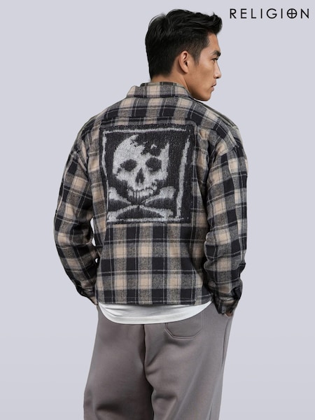 Religion White Antarsia Skull Shirt (W11393) | £70