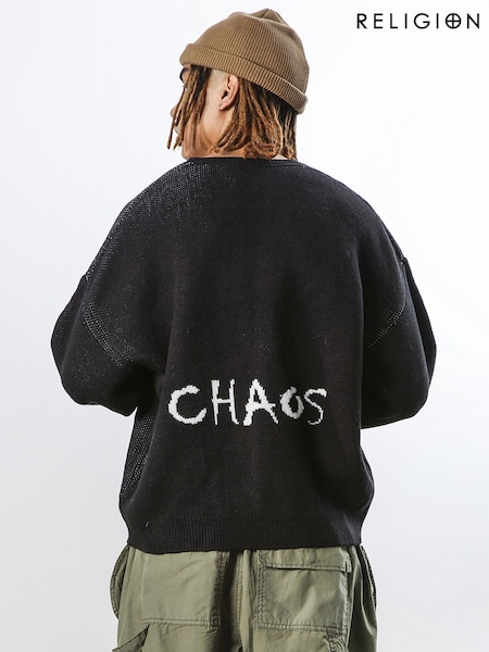 Religion Black Chaos Knit Jumper (W11397) | £75