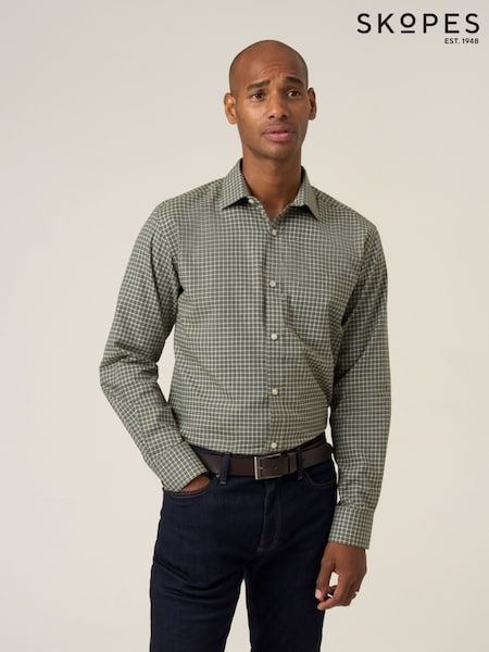 Skopes Green Cotton Casual Regular Fit Check Shirt (W11549) | £36
