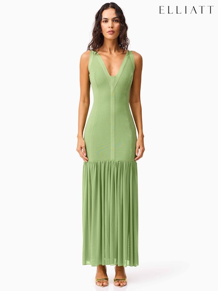 Elliatt Green Seraphina V-Neck Bandage Maxi Dress (W11582) | £255