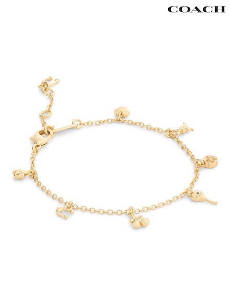 COACH Gold Tone Charming Charms Signature Bracelet (W11737) | £150