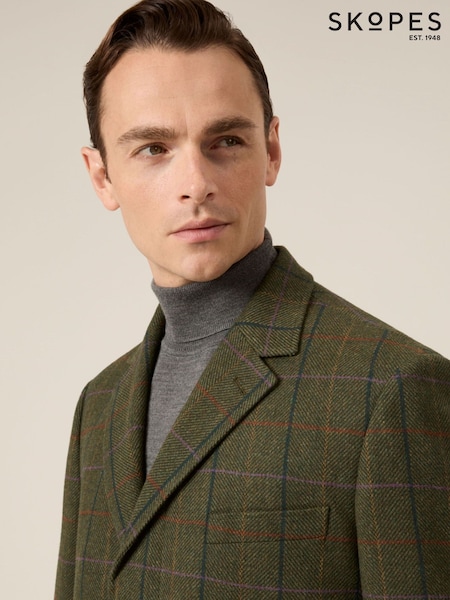 Skopes Brown Horden Country Check Overcoat (W11748) | £199