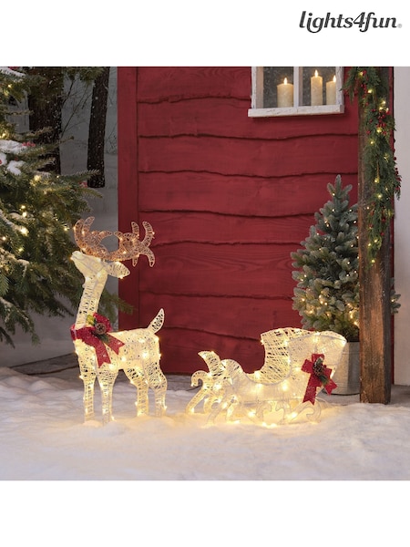 Lights4fun Light Up LED Reindeer & Sleigh (W11877) | £80