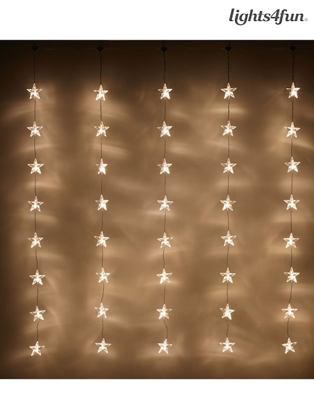 Lights4fun 40 Warm White LED Star Curtain Light (W11879) | £20