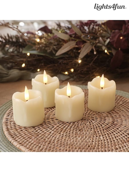 Lights4fun Ivory 4 TruGlow® Dripping Wax LED Votive Candle (W11907) | £22
