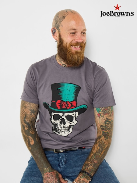 Joe Browns Grey Mens Top Hat Graphic T-Shirt (W11919) | £29