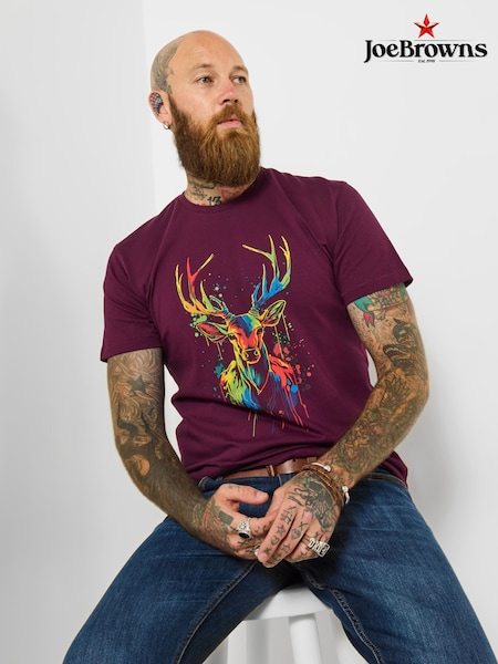 Joe Browns Purple Stag Print Graphic T-Shirt (W11922) | £29