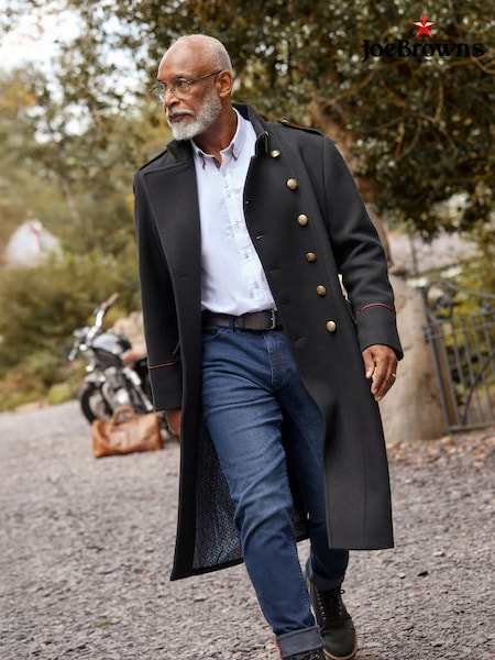 Joe Browns Black Double-Breasted Longline Military Coat (W11923) | £135