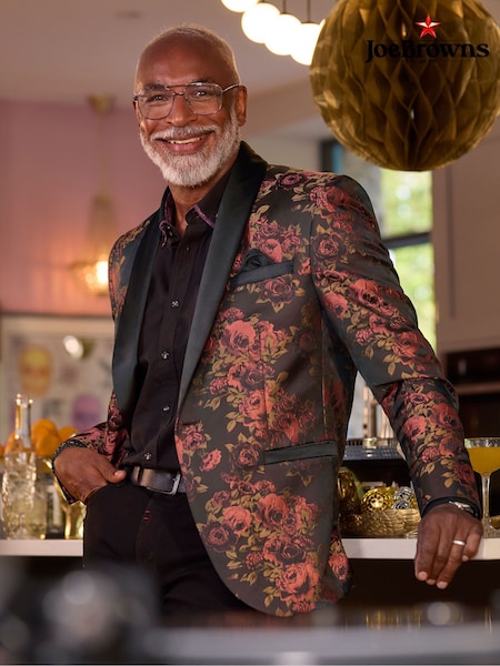 Joe Browns Red Shawl Collar Statement Floral Print Blazer (W11933) | £125