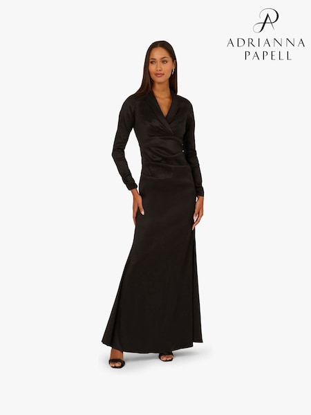 Black Stretch Taffeta Tuxedo Dress (W11969) | £199