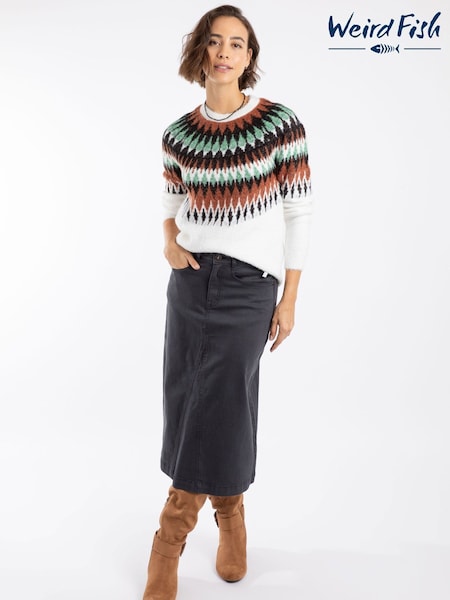 Weird Fish Black Juda Longline Denim Skirt (W12033) | £60