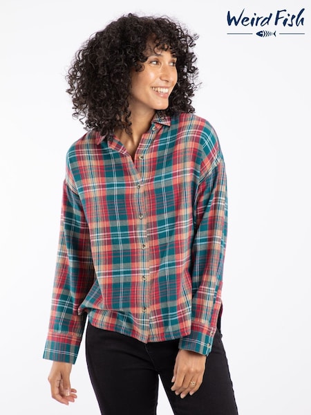 Weird Fish Green Lynsky  Brushed Check Shirt (W12082) | £60