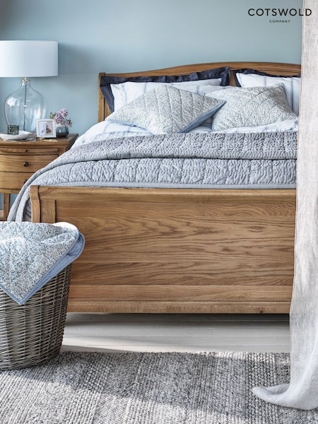 Natural Winchcombe Oiled Oak Sleigh Bed (W12203) | £1,355 - £1,455