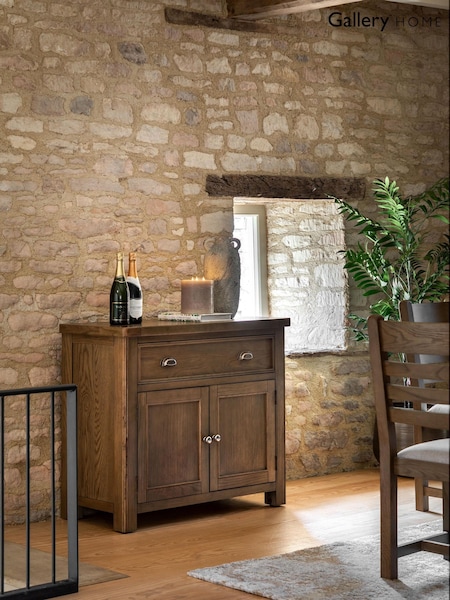 Gallery Home Natural Milton Sold Oak 2 Door 1 Drawer Sideboard (W12215) | £670