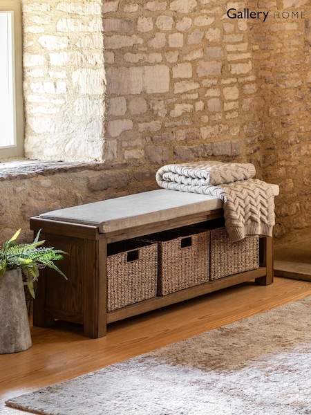 Gallery Home Natural Milton Solid Oak Hall Bench (W12222) | £720