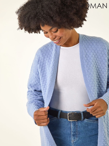 Roman Blue Waffle Knit Cardigan (W12438) | £42