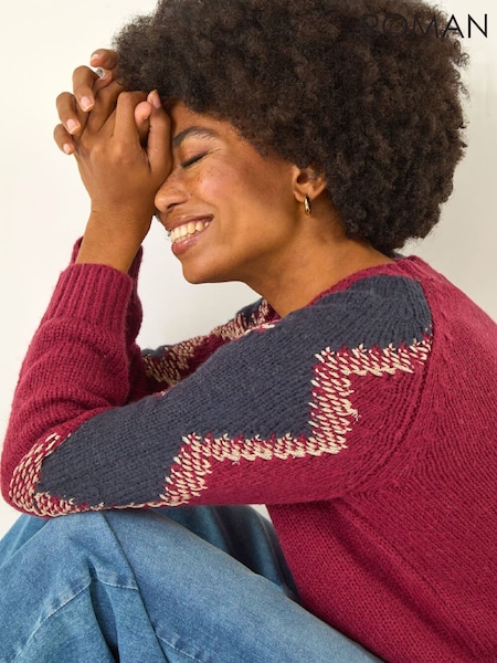 Roman Red Colour Block Soft Knit Jumper (W12446) | £45