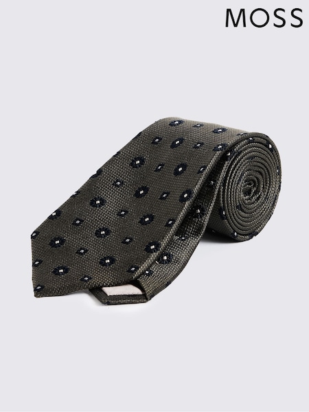 Silk Green Floral Tie (W12684) | £35