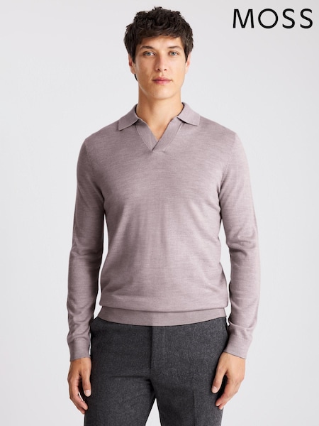 MOSS Purple Merino-Blend Skipper Polo Shirt (W12717) | £60