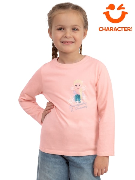 Character Pink Disney Frozen Elsa And Anna Long Sleeve T-Shirt (W12998) | £15