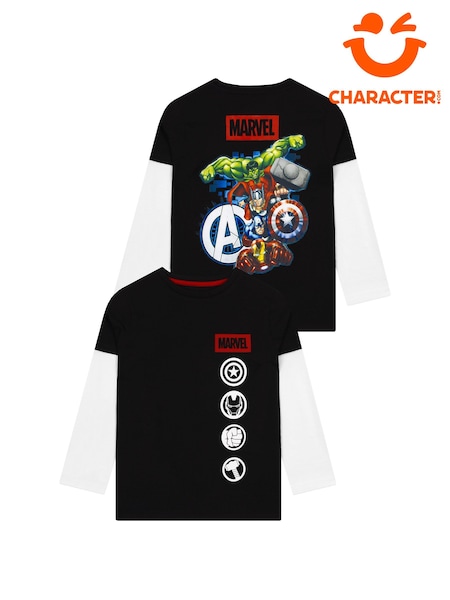 Character Black The Avengers Boys Long Sleeve T-Shirt (W12999) | £13