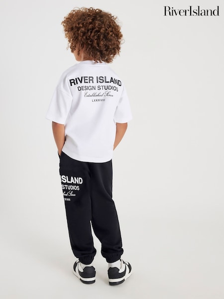 River Island White River Branded T-Shirt & Jogger Set (W13342) | £26