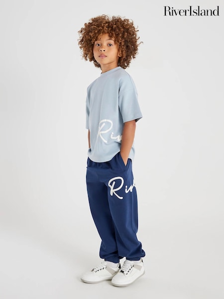 River Island Blue River Branded  Top & Jogger Set (W13346) | £26