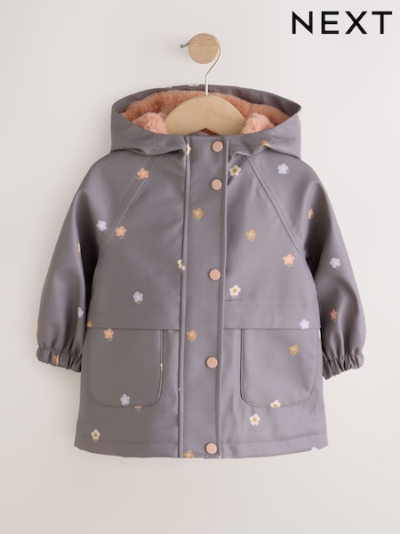 Mauve Fowers - Waterproof Faux Fur Lined Jacket (12mths-7yrs)