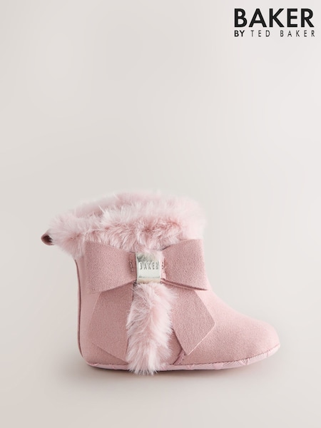 Pink - Baker By Ted Baker Faux Fur Trim Padders Boots