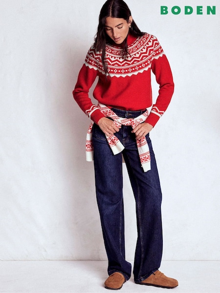 Boden Red Marion Merino High Neck Jumper (W13556) | £119