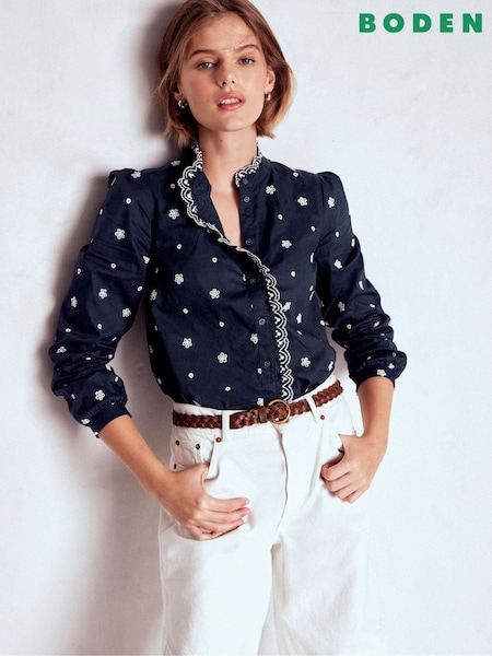 Boden Blue Helena Cotton Top (W13566) | £99