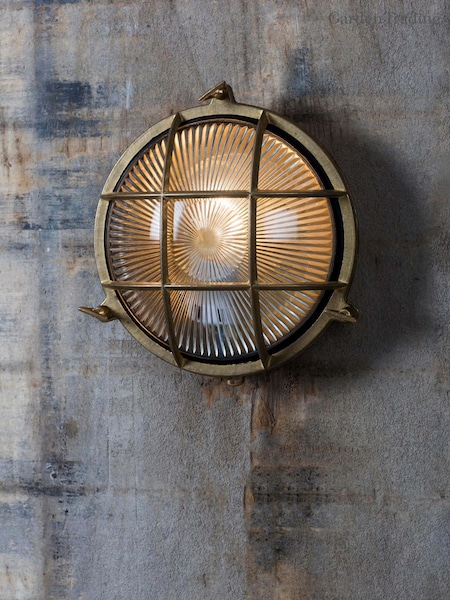 Garden Trading Brass Devonport Round Bulk Head Outdoor Wall Light (W13694) | £150
