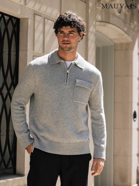 MAUVAIS Grey Harlem Oversized Knitted Jumper (W13772) | £69