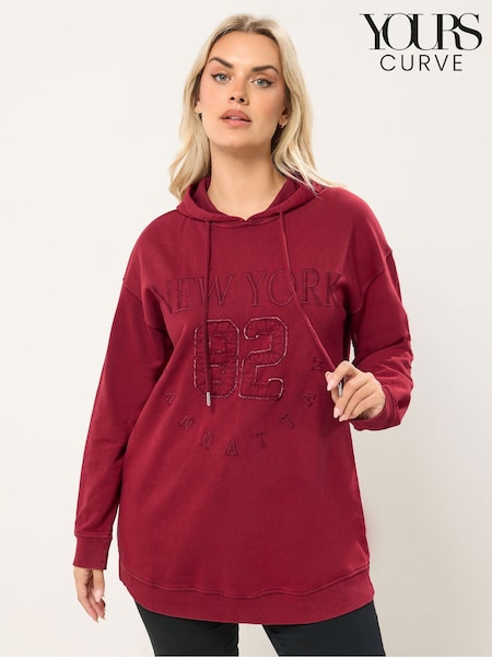 Yours Curve Red New York Graphic Hoodie (W13841) | £31