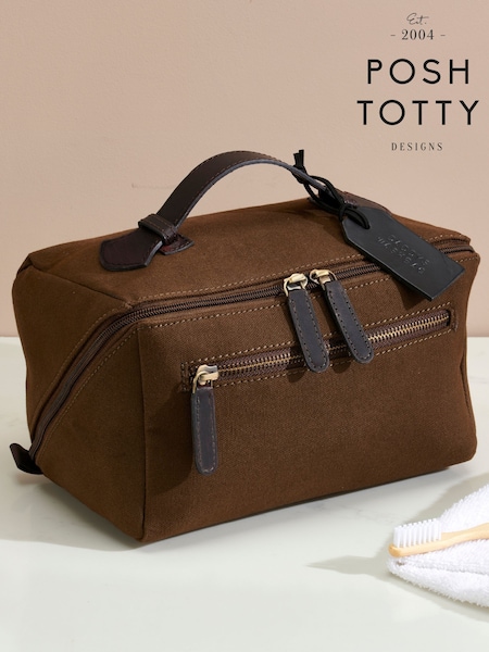 Posh Totty Designs Personalised Canvas Lay Flat Wash Bag (W13854) | £40