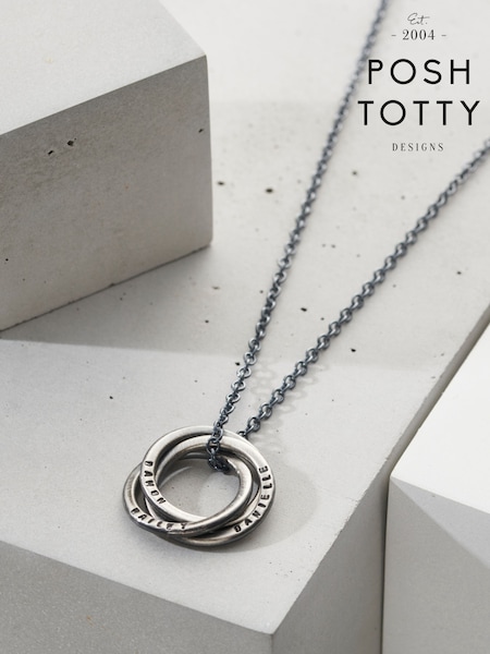 Posh Totty Designs Personalised Men's Oxidised Russian Ring Necklace (W13856) | £121
