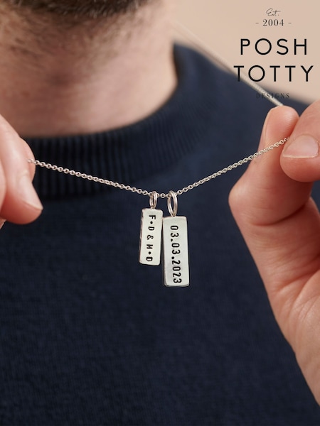Posh Totty Designs Personalised Double Tag Necklace (W13859) | £123